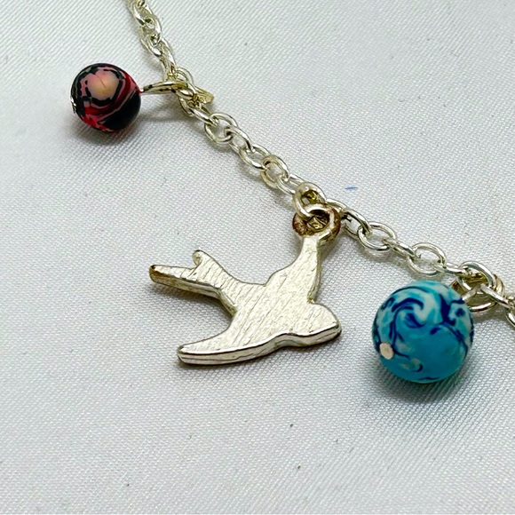 Viva, Silver Charm Necklace, Tree, Dove, Leaf, Beads - Picture 4 of 8